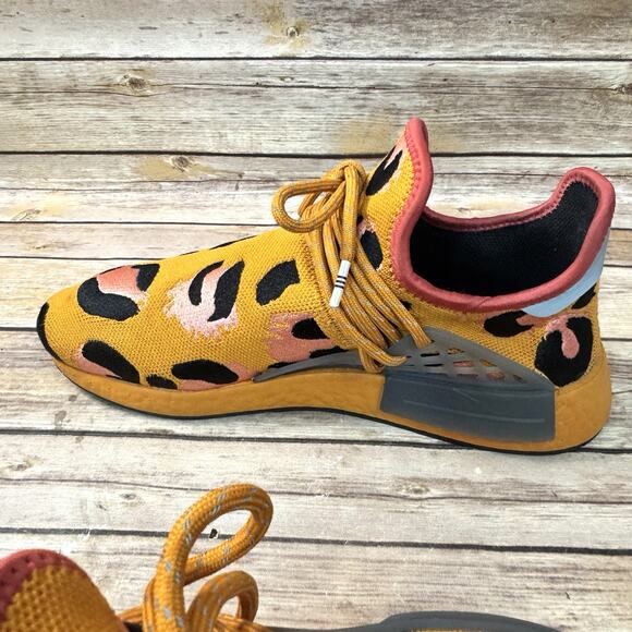 Adidas Mens Orange Black Pharrell NMD Human Race Animal Print Sneakers 10 - Picture 6 of 9